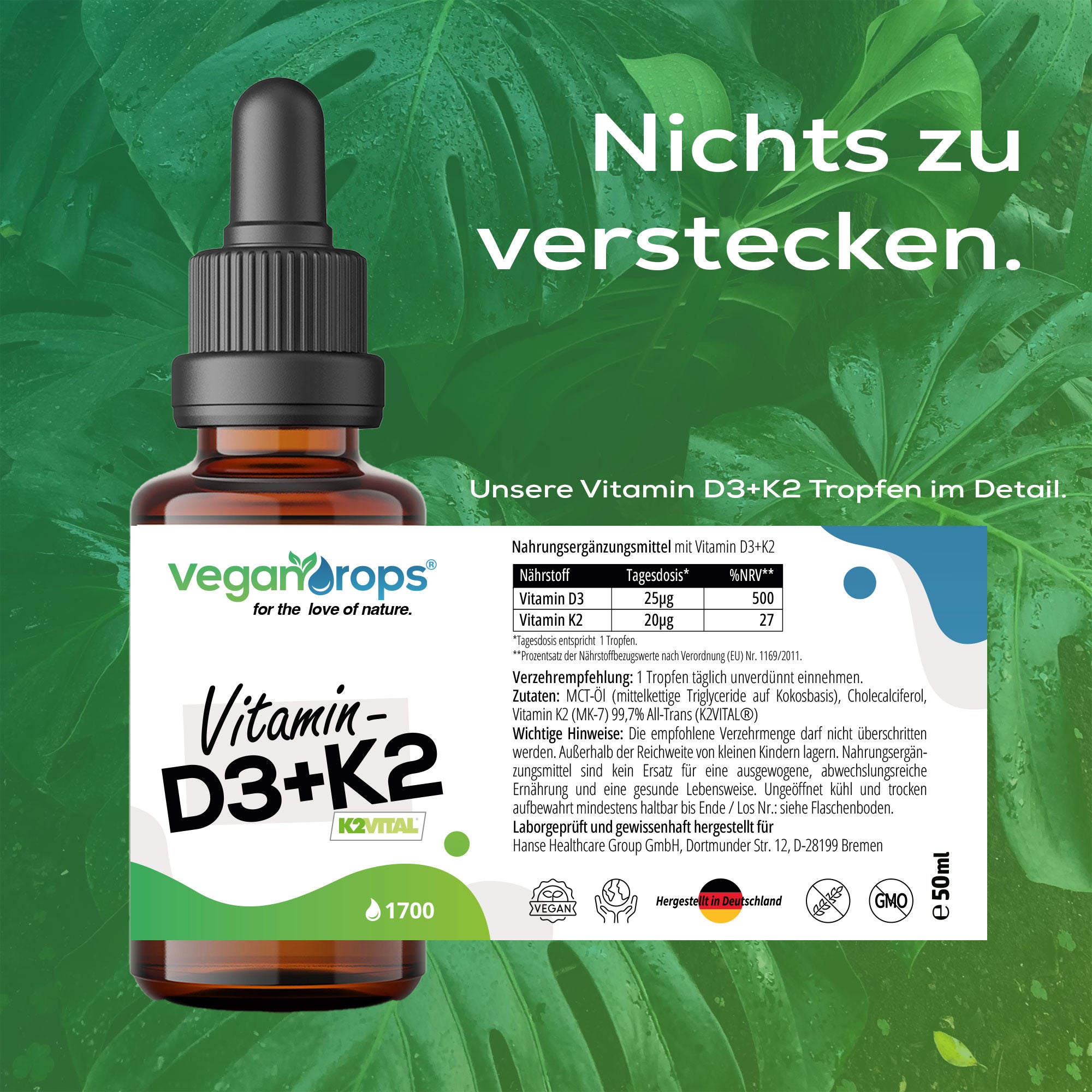 Vitamin D3 / K2 Tropfen (1000 i.E. &amp; 20 mcg)